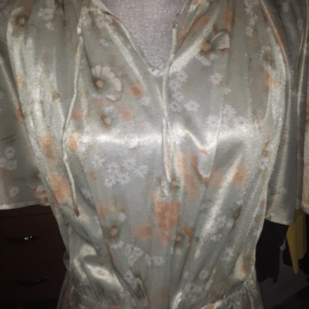 Rare True Vintage 1970s Butterfly Sleeve Dress